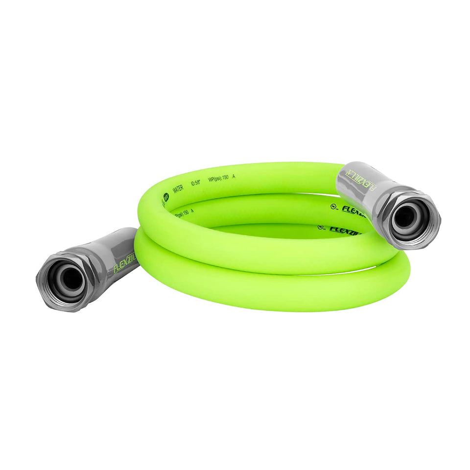 Flexzilla garden lead-in hose laid flat to reduce twists and memory.