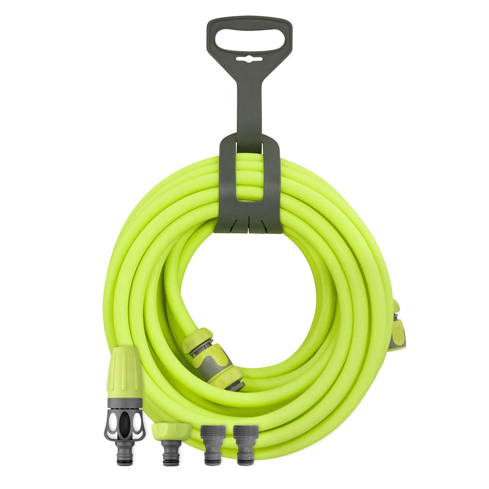 Flexzilla HFZG12050QN hose 50 ft stretched for easy yard watering.