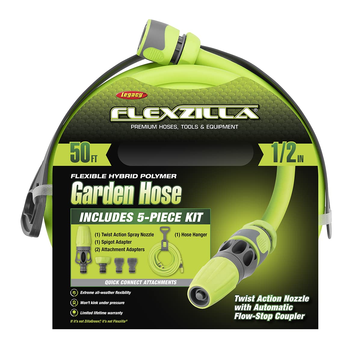 Flexzilla HFZG12050QN nozzle with adjustable spray for precise watering.