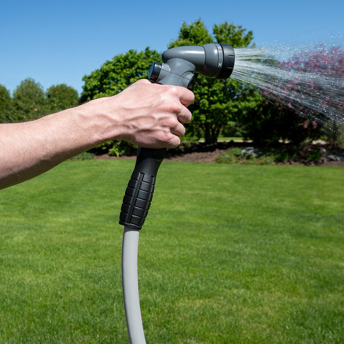 Flexzilla hose ends with anodized aluminum and O-ring for leak-free connections.