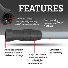 Flexzilla premium hybrid polymer hose resilient under pressure and with minimal memory.