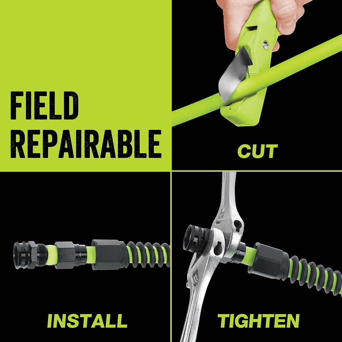 Flexzilla Pro in ZillaGreen color is durable and drinking water safe.