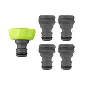 Flexzilla quick-connect water hose adapter enables fast, leak-free tool switching.