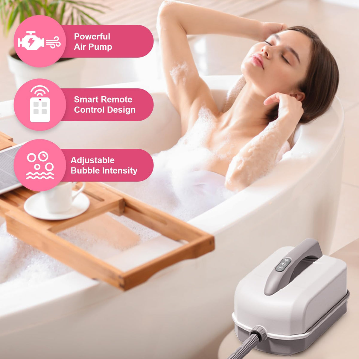 Flgocexs Full-body massage bubbles create a gentle hydrotherapy-like experience at home.