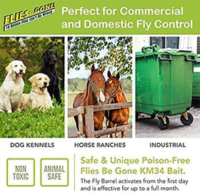 Flies Be Gone helps reduce indoor fly incursions when used outdoors.