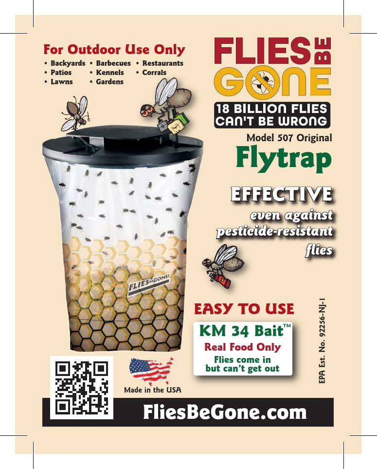 Flies Be Gone protein-powered attractant lures flies using a natural bait approach.