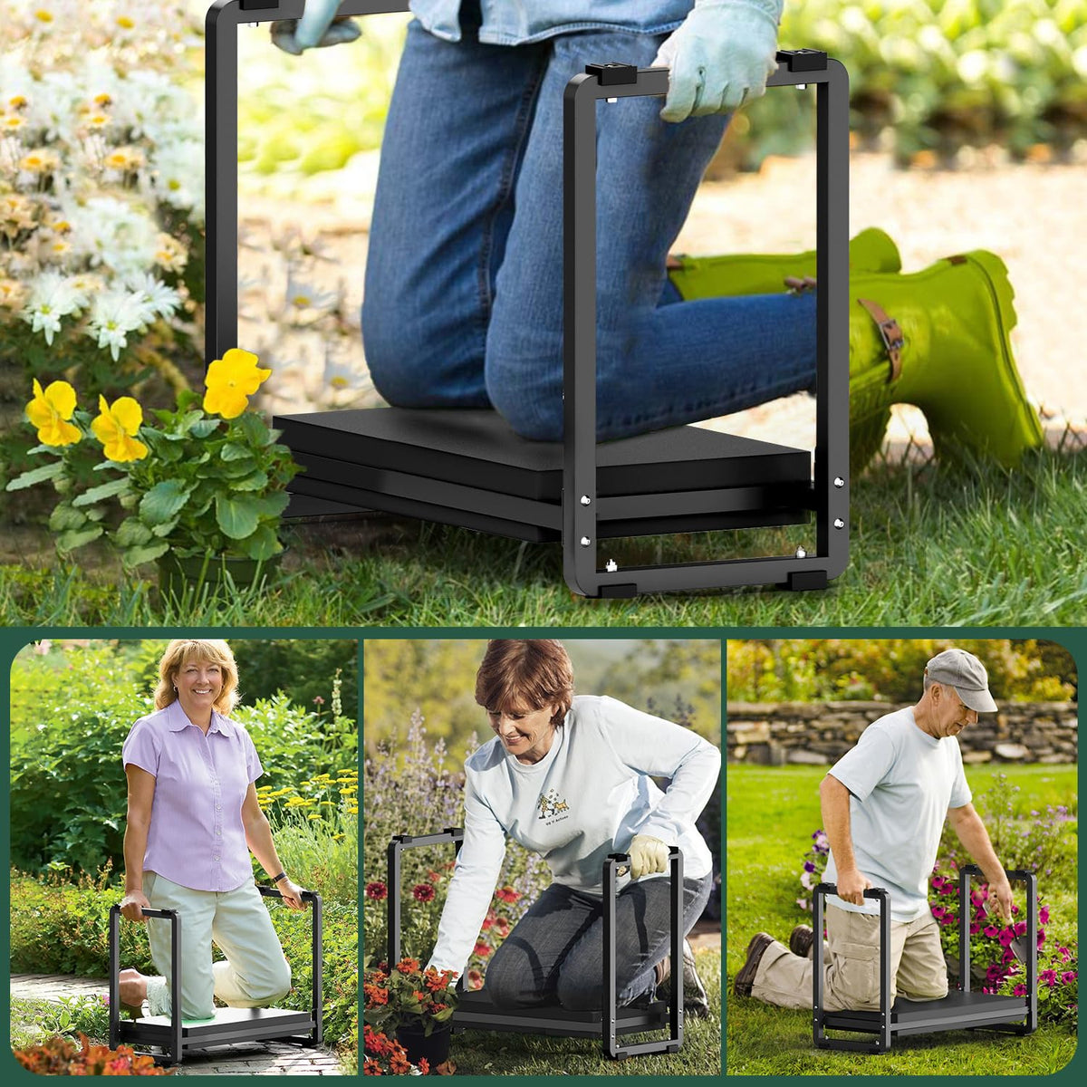 FLINTER All-metal frame provides durable support for kneeling and seating