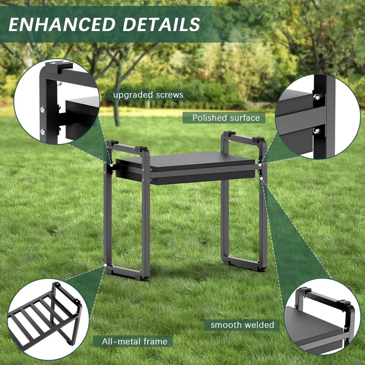 FLINTER Easy-stand arms help users rise from kneeling with less effort