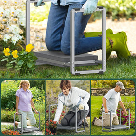 FLINTER garden kneeler in use to tend beds with cushion comfort
