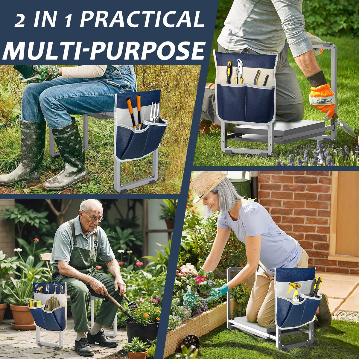 FLINTER kneeler seat as a versatile multi-use work station outdoors