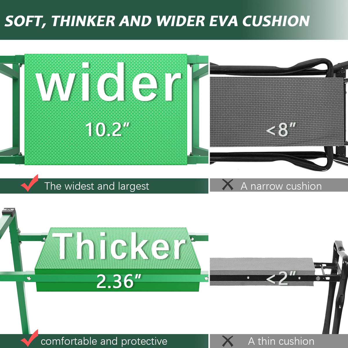 FLINTER kneeler with metal frame and legs for sturdy garden support
