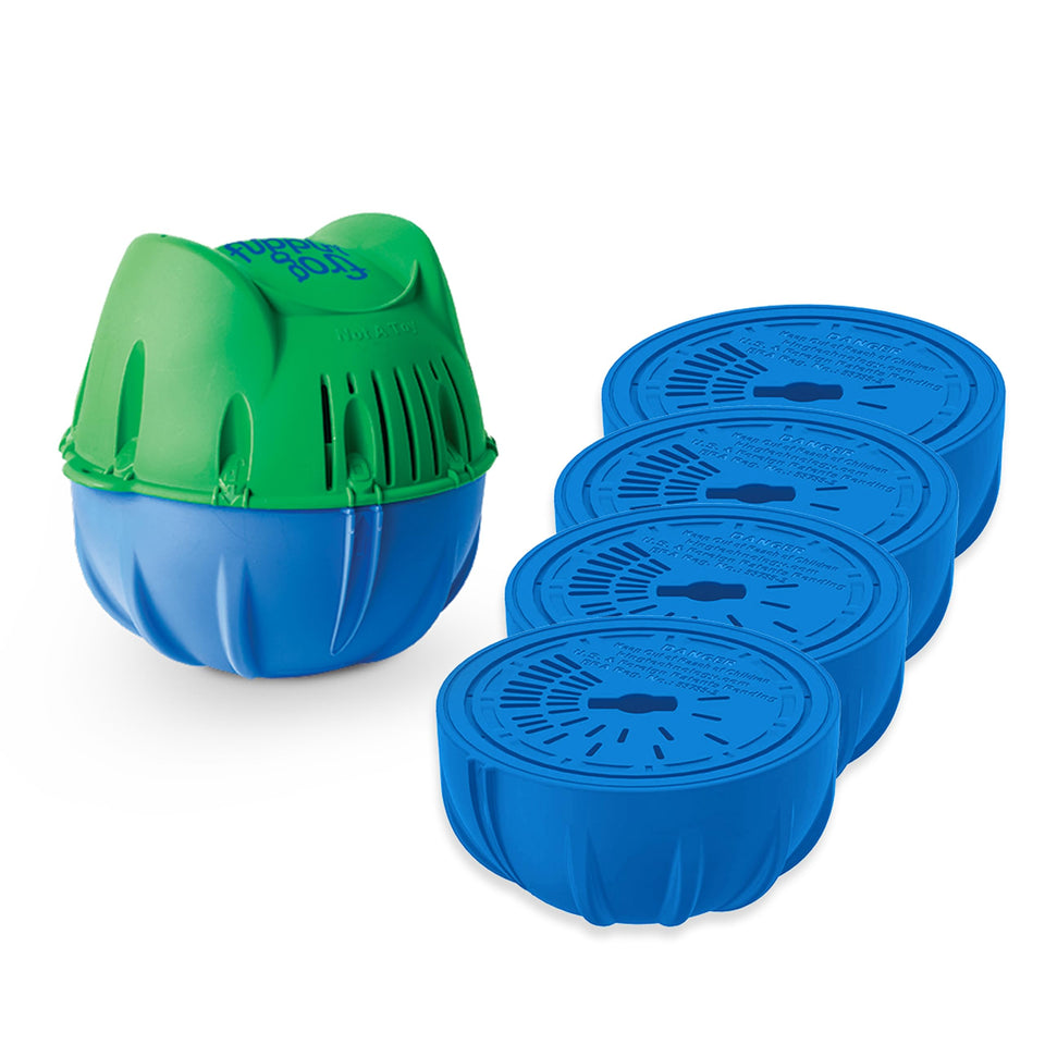 Flippin' FROG floating sanitizer system in pool for easy maintenance and clear water.