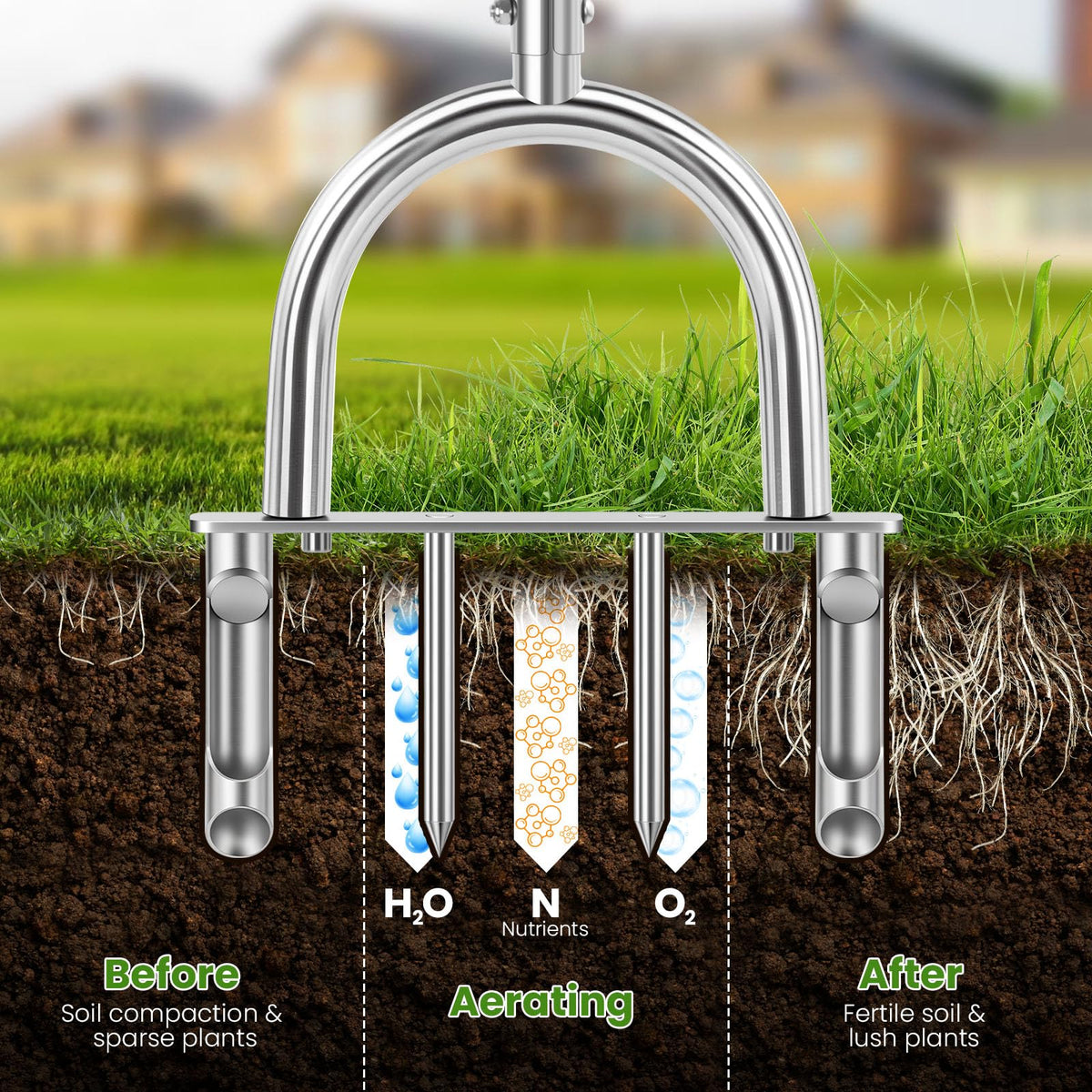 Heat treated steel tines deliver durable lawn aeration performance