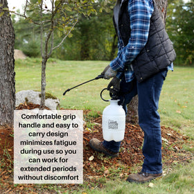 12-inch spray wand reaches narrow spots with precise application.