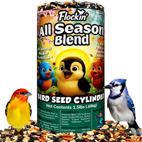 Flockin' All-Year Seed Cylinder with hole supports year-round feeding for busy yards.