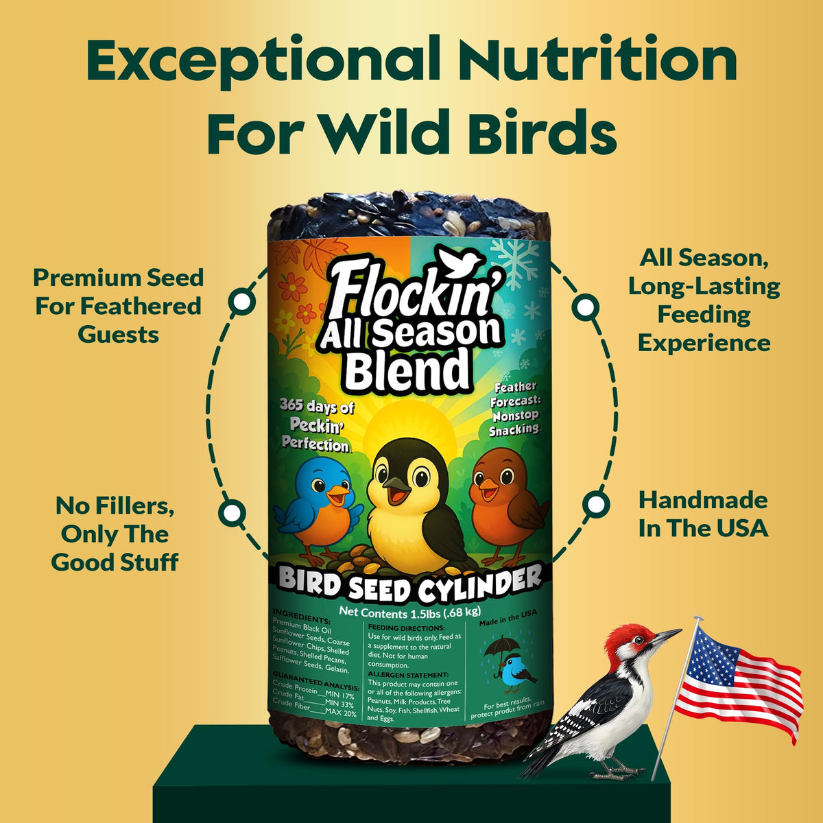 Flockin' bird-attraction-cardinals-bluejays draws popular visitors to your feeder.