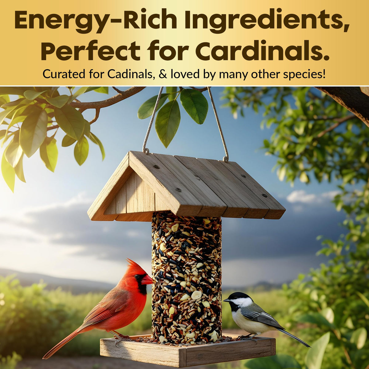 Flockin blue jay friendly seed cylinder attracts varied birds.