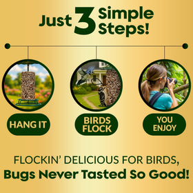 Flockin' Bugs, Nuts & Berries nourish backyard birds safely.