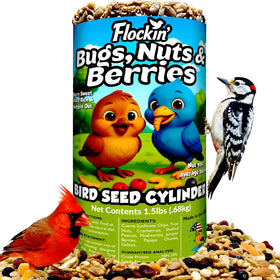 Flockin' Bugs Nuts & Berries cylinder with center hole for rod feeders.