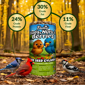 No fillers; all-natural, premium bird seed cylinder.