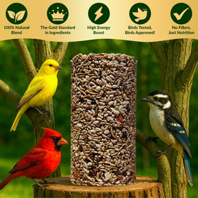 Flockin' Bugs, Nuts & Berries cylinder size 4x7.75 inches ensures easy handling.