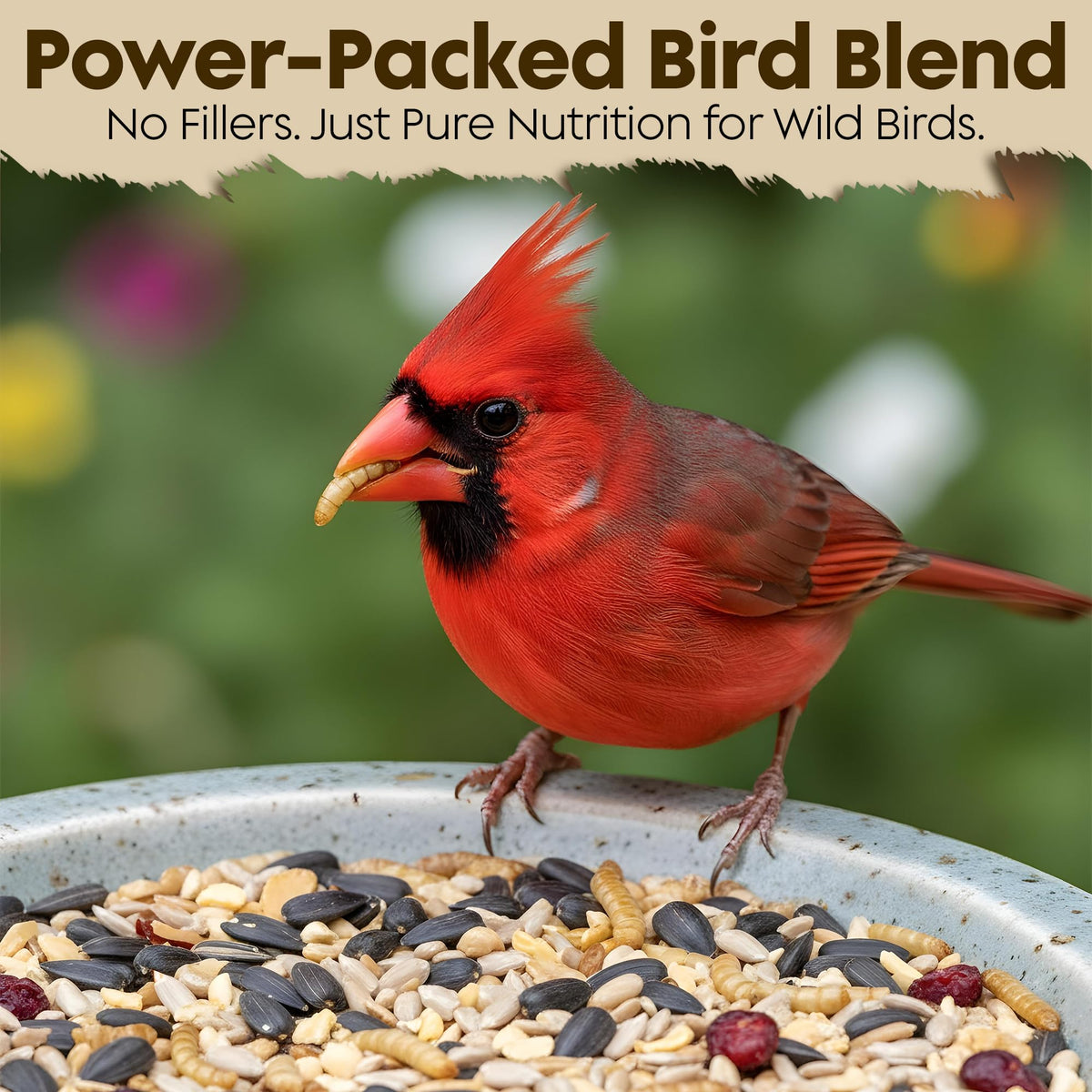 Backyard birds flock to feeder with Flockin' Cardinal Seeds