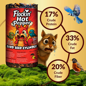 Flockin attractor promotes lively visits from cardinals, finches, and blue jays.