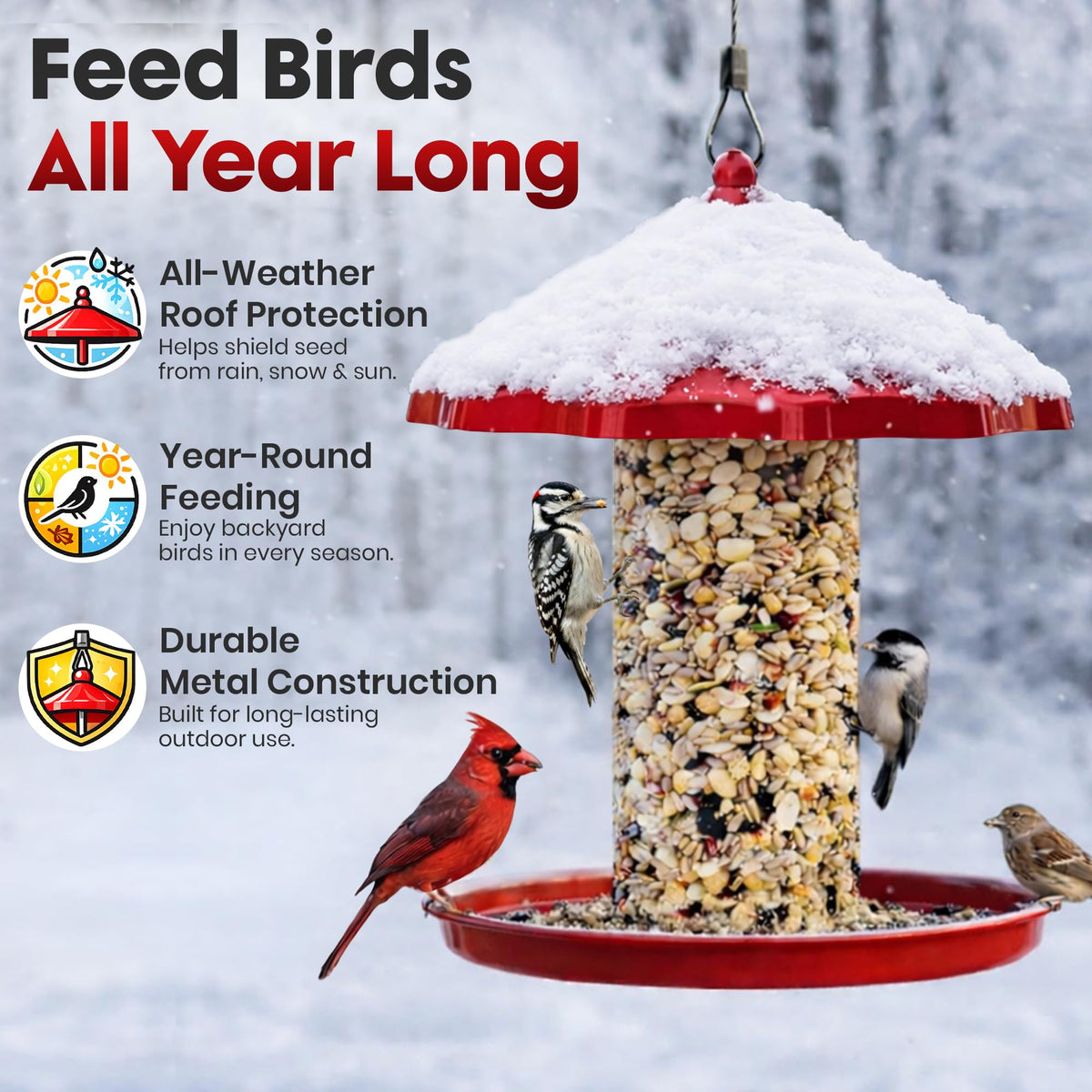 Flockin Cylinder Bird Feeder Holder easy installation saves setup time.