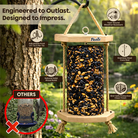 Flockin' Cylinder Feeder easy-clean image highlights quick maintenance to keep birds healthy.
