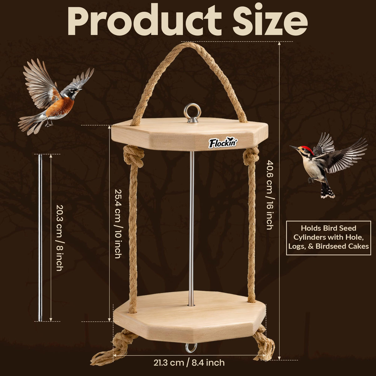 Flockin' Cylinder Feeder secure-base image demonstrates simple, secure installation for stable feeding.