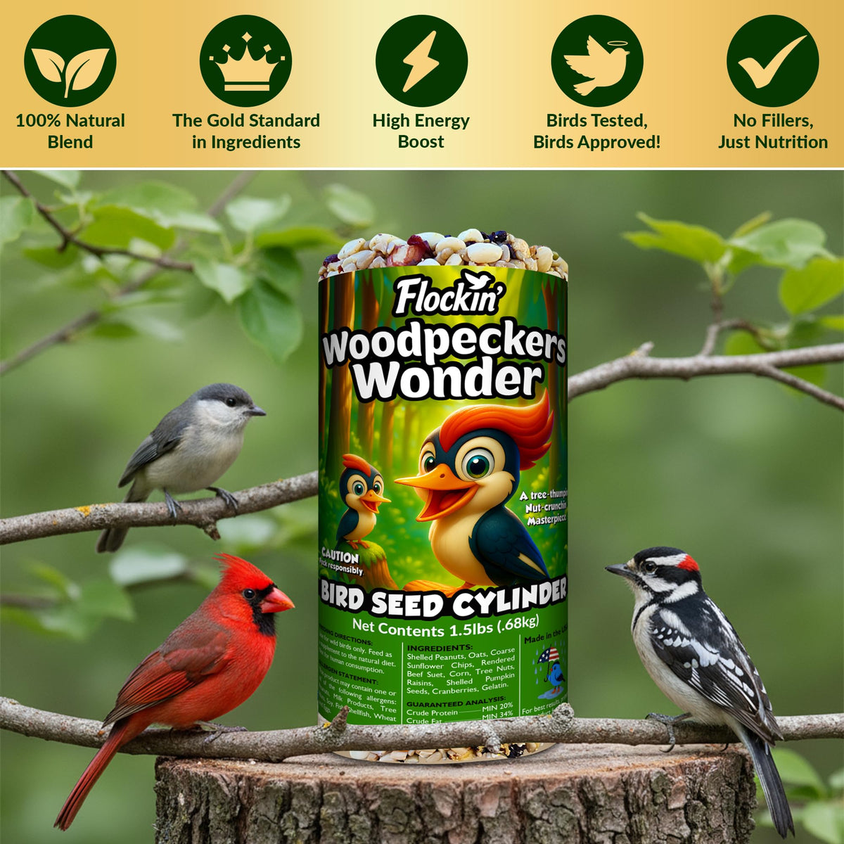 Flockin' hole-fed design makes feeding easy and clean