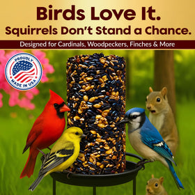 Flockin USA-made bird food cylinder engineered for stable feeder use.