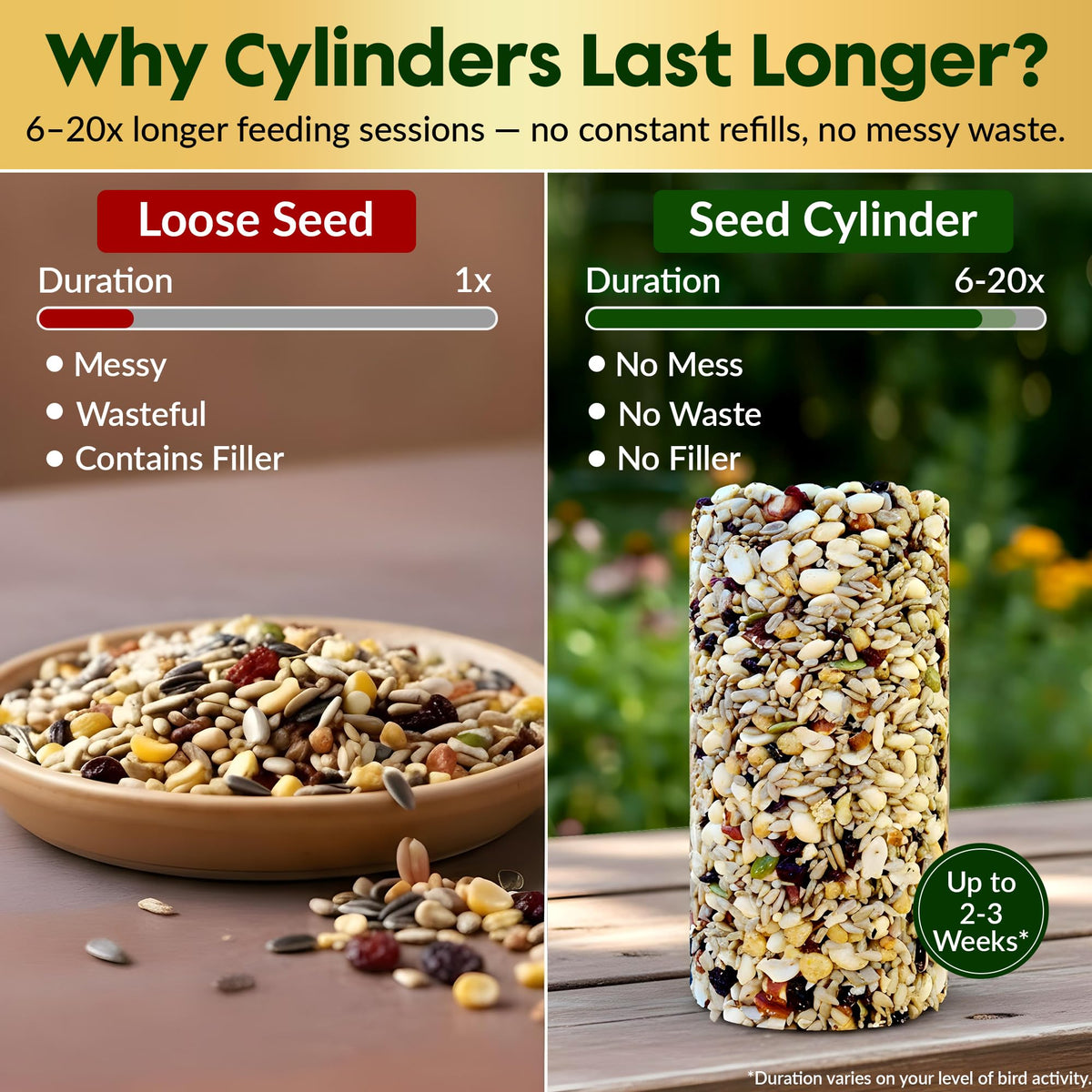 Flockin' woodpecker seed cylinder attracting backyard birds
