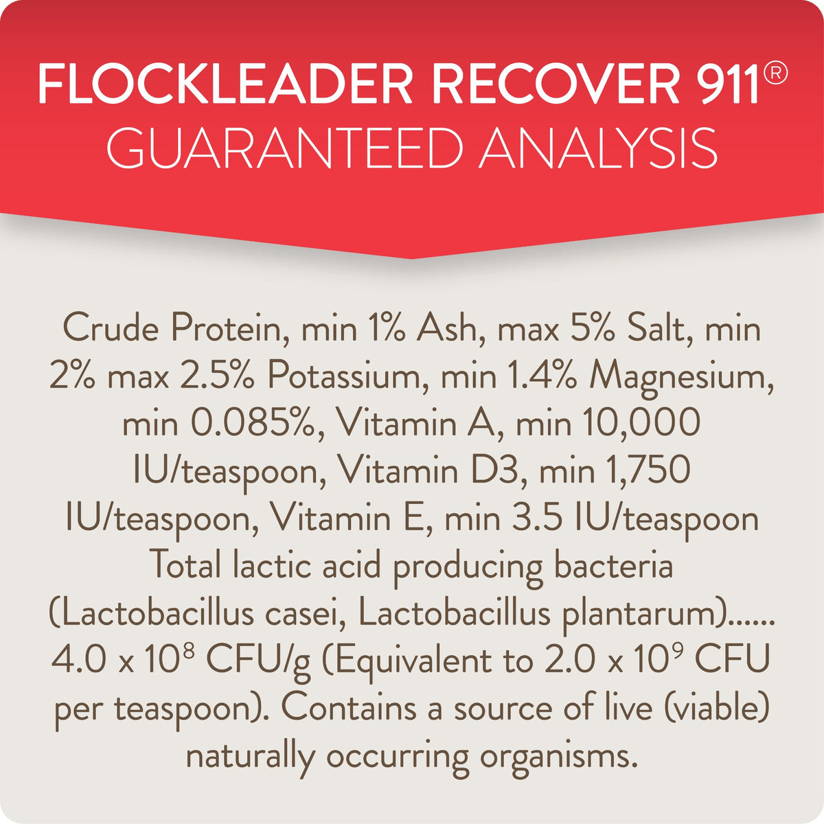 Packaging back of FLOCKLEADER Recover 911 shows directions and contents.