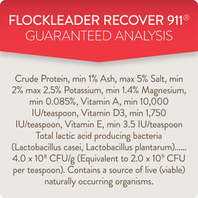 Packaging back of FLOCKLEADER Recover 911 shows directions and contents.