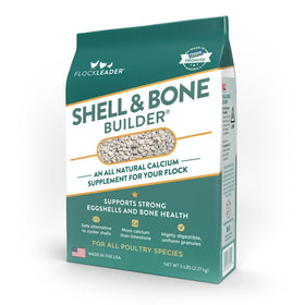 FLOCKLEADER Shell & Bone Builder bottle for laying hens supports stronger eggshells.