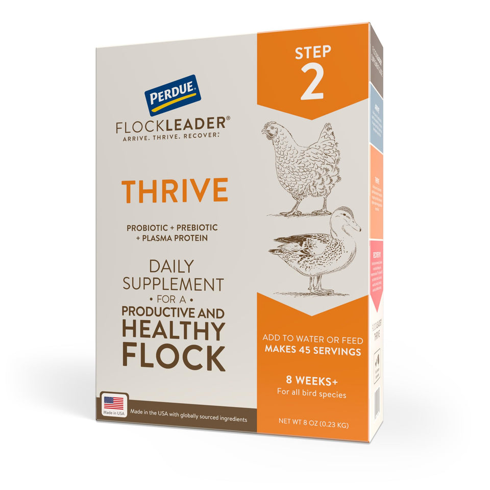 FLOCKLEADER Thrive bottle front label for easy daily use.