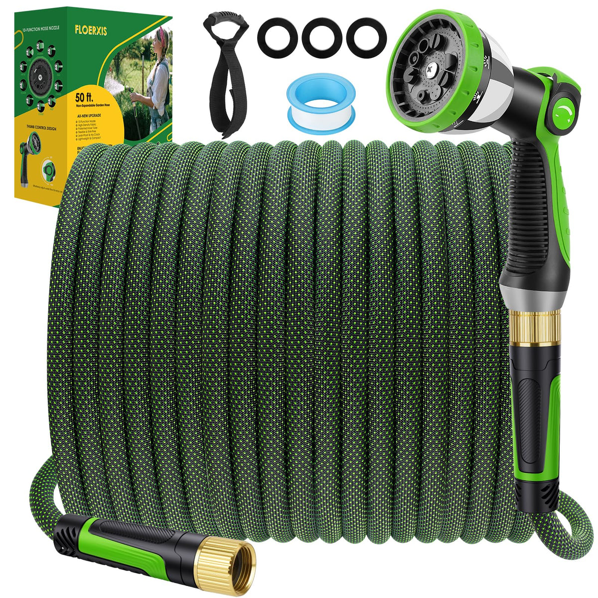 FLOERXIS three-times-lighter hose simplifies yard movement.