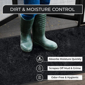 FloorGuard 3x5 charcoal mat rolled out on concrete, durable protection.