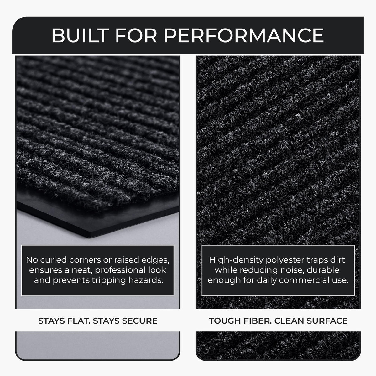 FloorGuard charcoal mat in garage setting, versatile indoor-outdoor use.