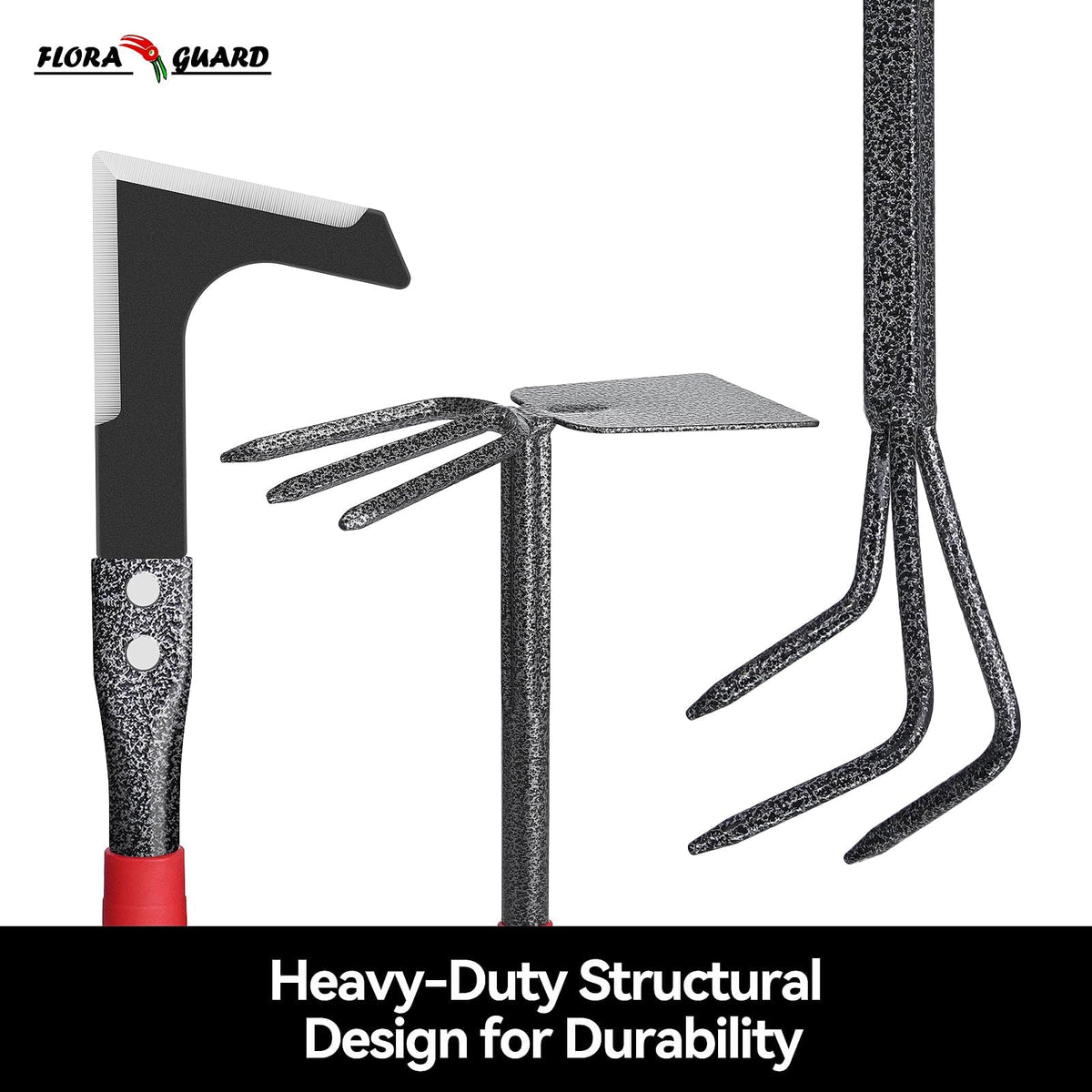 FLORA GUARD cultivator breaking clumps for aerated soil.