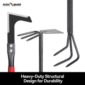 FLORA GUARD cultivator breaking clumps for aerated soil.