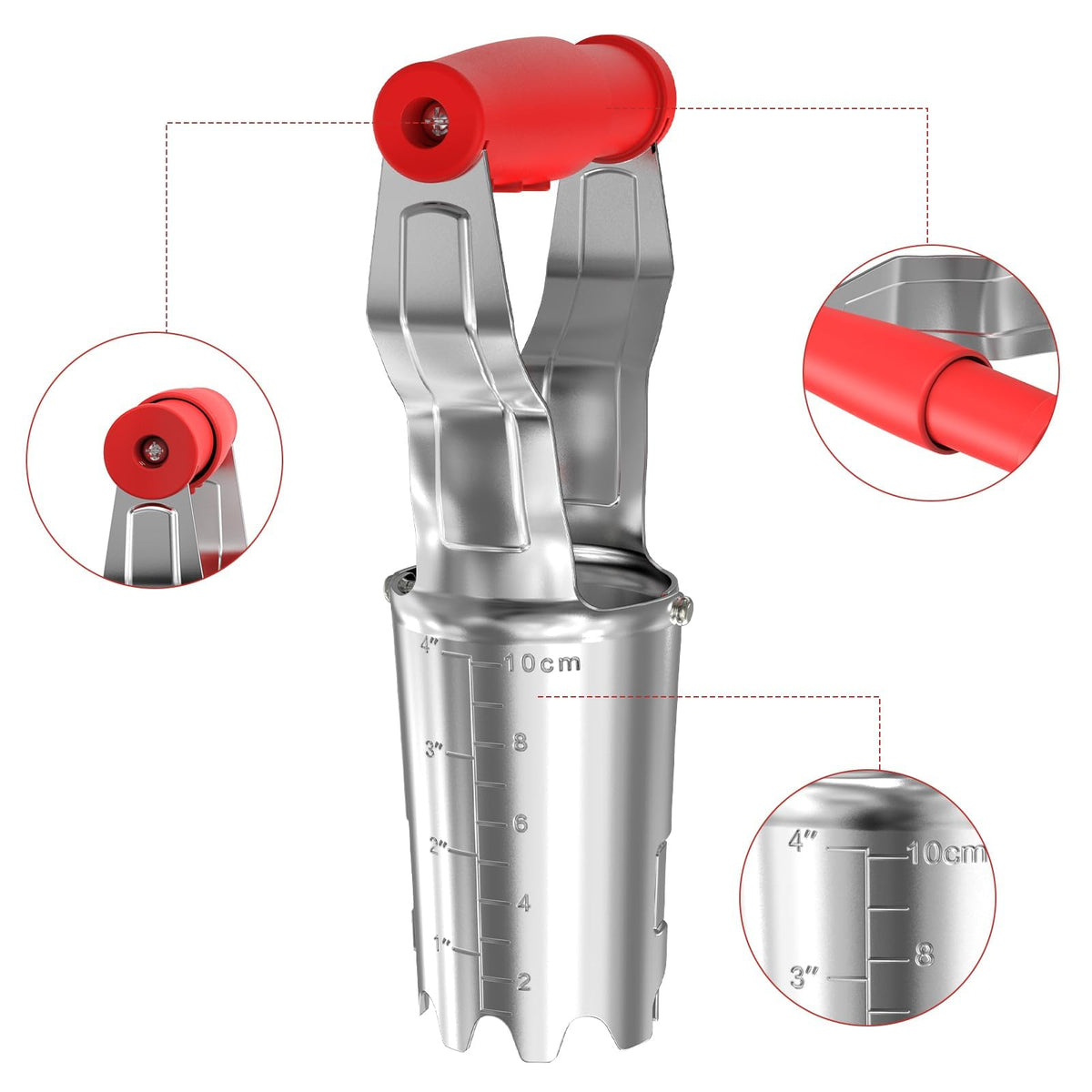 Automatic soil release ejects soil with a simple squeeze for faster planting.