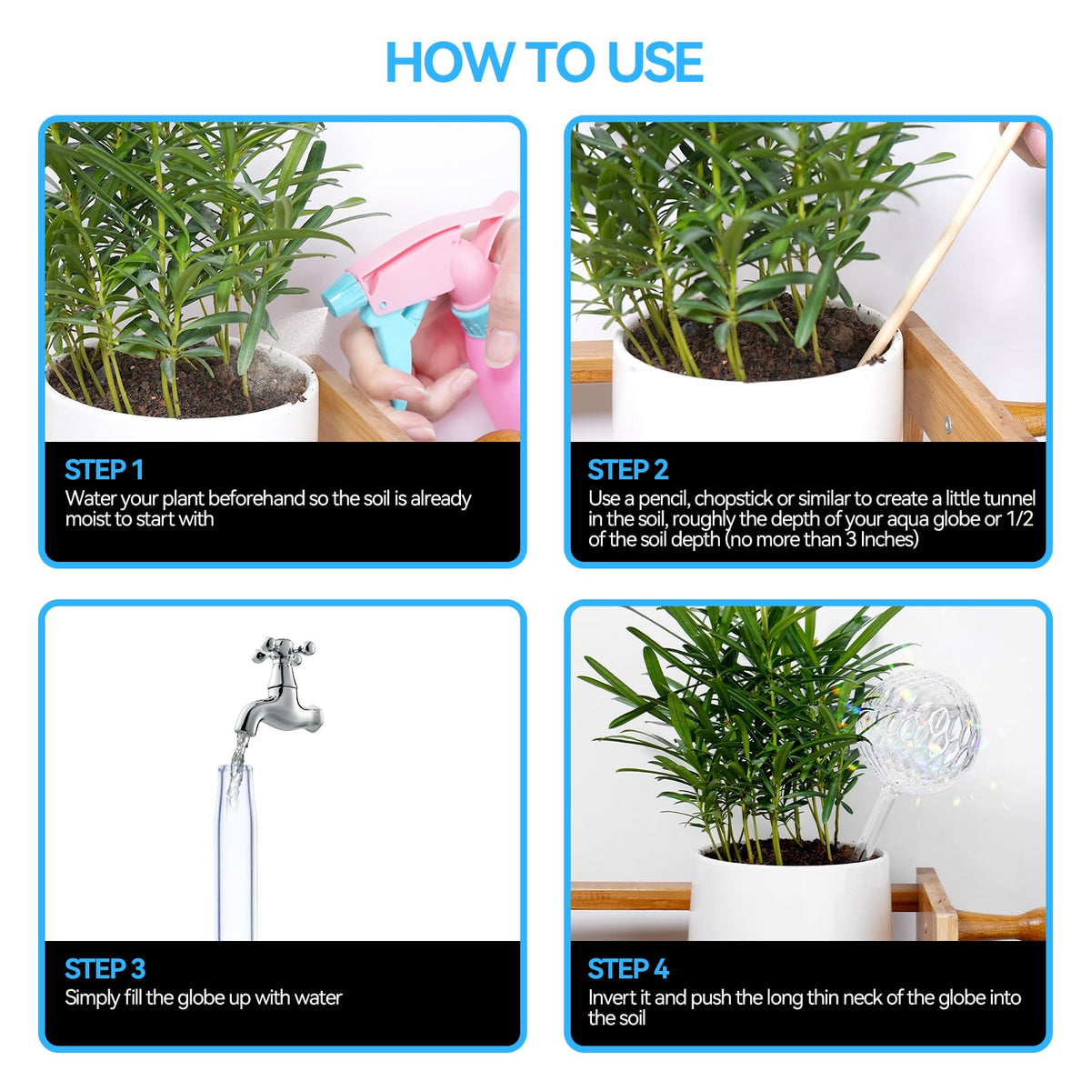 FLORA GUARD globe insert for small pots keeps herbs evenly hydrated.