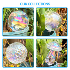 FLORA GUARD iridescent decor globes decorate pots while aiding hydration.