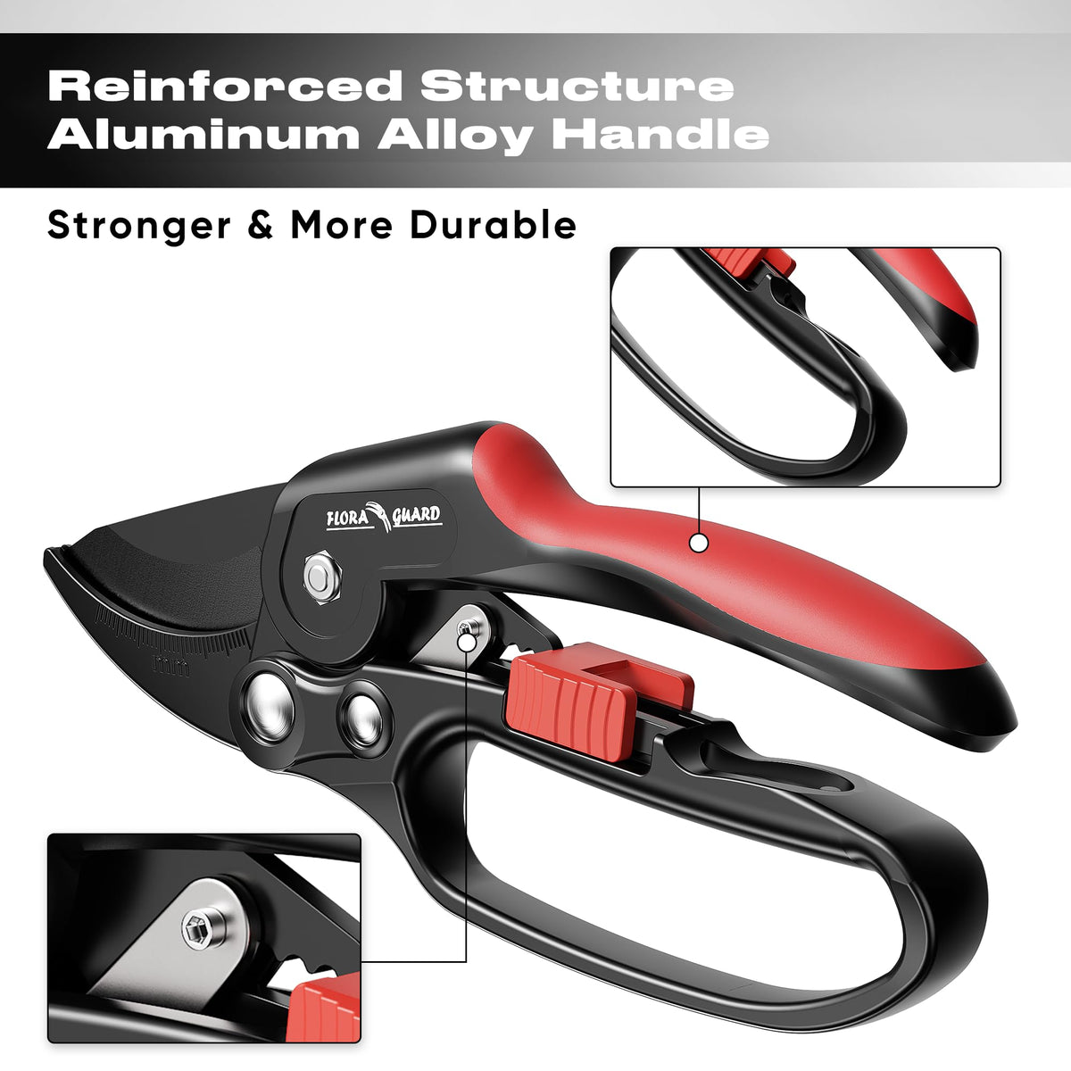 FLORA GUARD ratchet pruner 3-step system eases heavy pruning