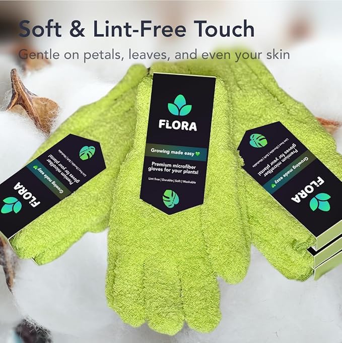 Flora Microfiber Dusting Gloves offer universal one-size fit for quick plant care.