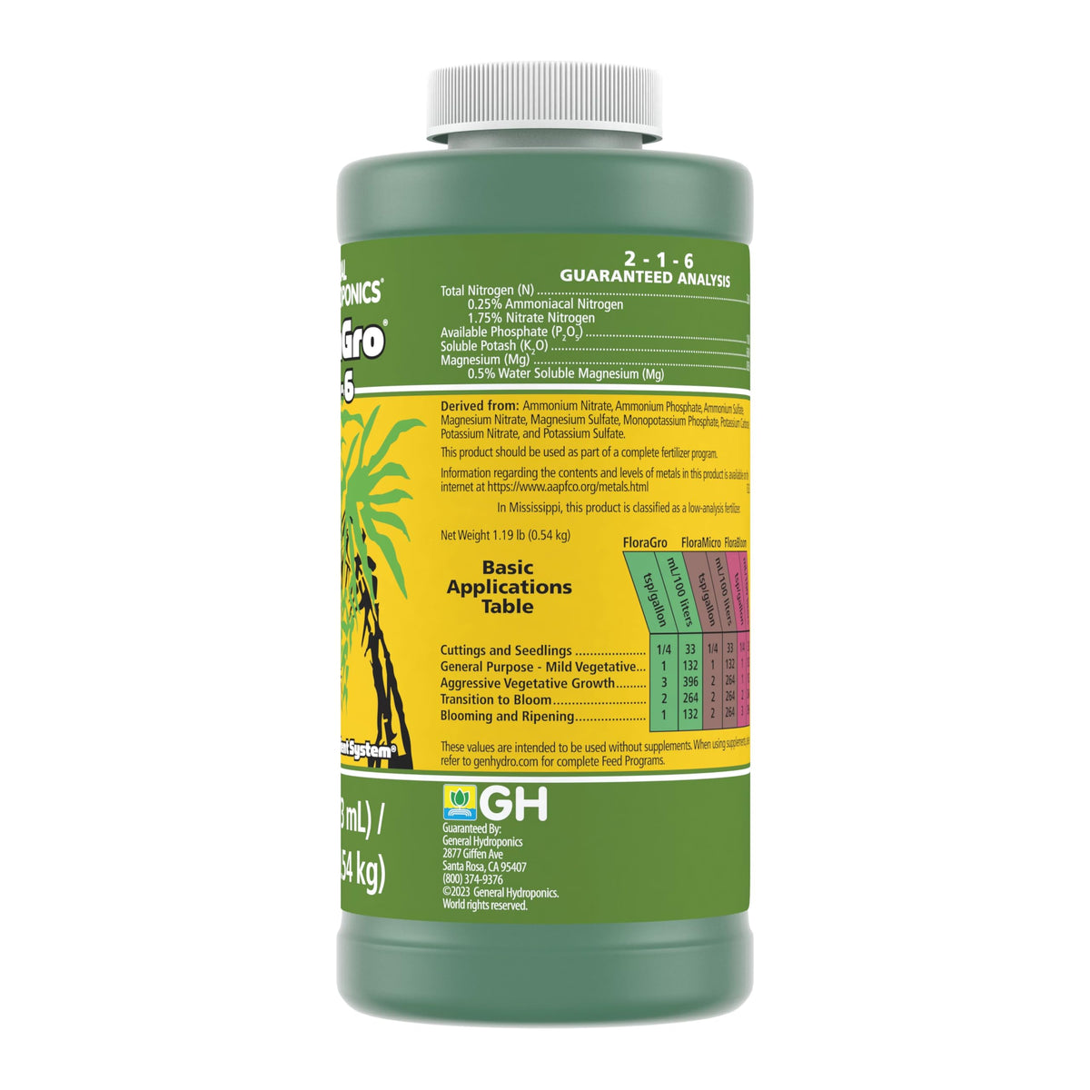 FloraGro 2-1-6 application poured into a reservoir during mixing.