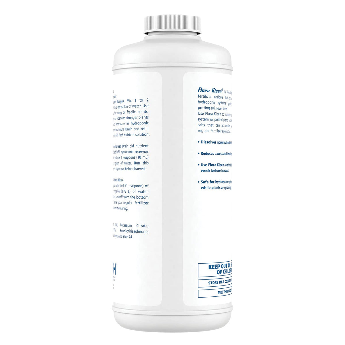 FloraKleen bottle angle shot showing easy dosing for monthly system purge.