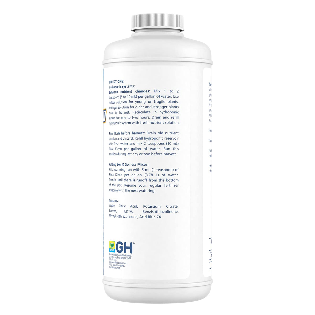 FloraKleen quality ingredients note reflects trusted General Hydroponics formulation.